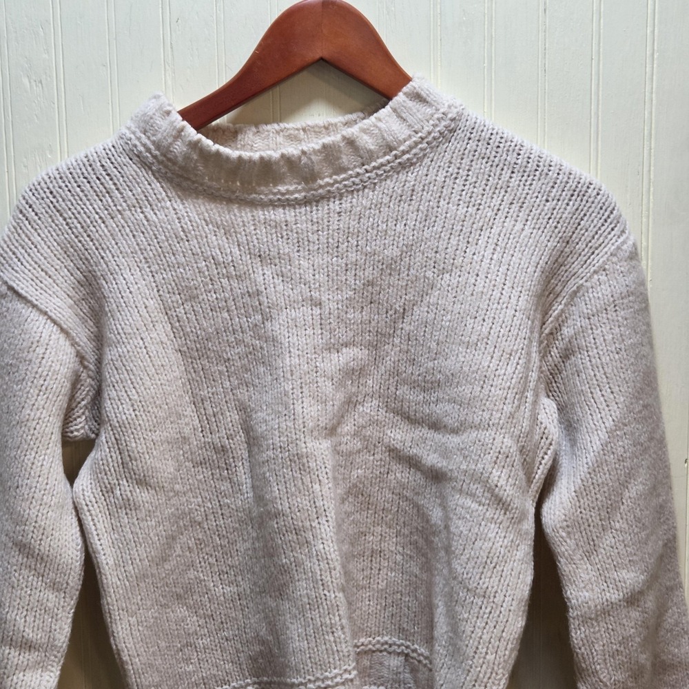 Vintage Chaus Sport Sweater Womens Medium White Wool Knit‎ Long Sleeve Pullover